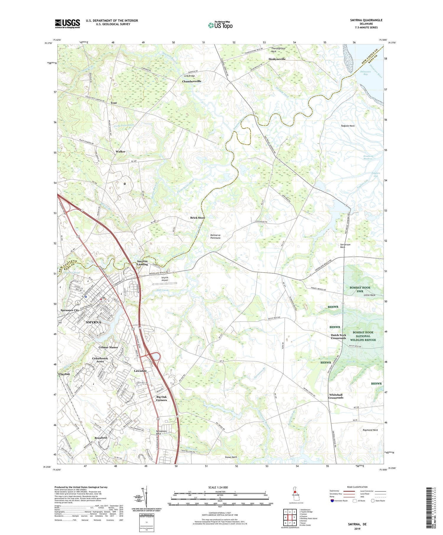 Smyrna Delaware US Topo Map Image