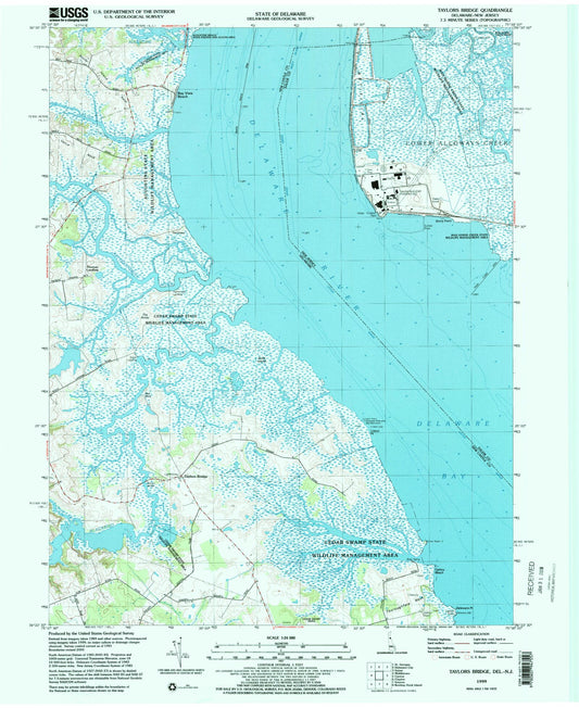 Classic USGS Taylors Bridge Delaware 7.5'x7.5' Topo Map Image