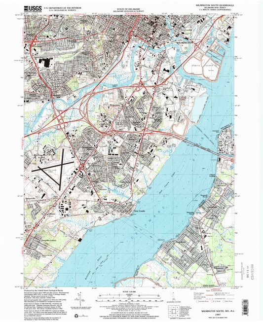 Classic USGS Wilmington South Delaware 7.5'x7.5' Topo Map Image