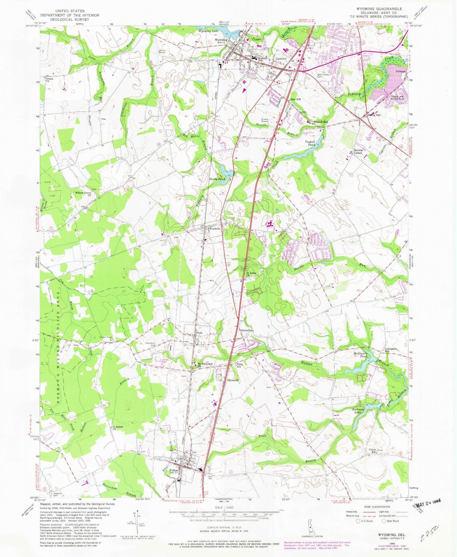 Classic USGS Wyoming Delaware 7.5'x7.5' Topo Map Image