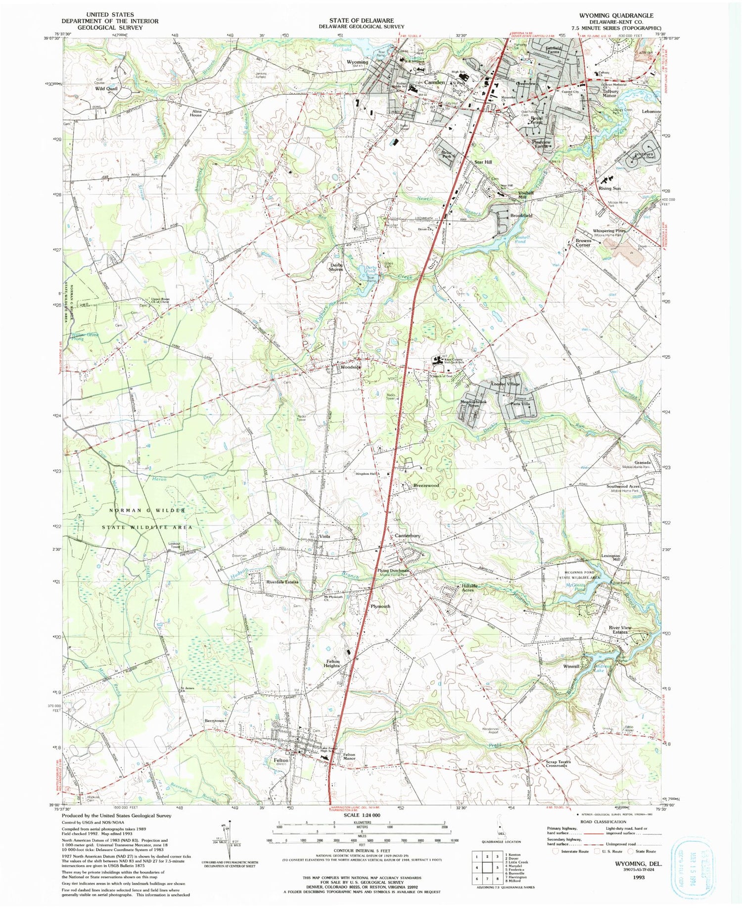 Classic USGS Wyoming Delaware 7.5'x7.5' Topo Map Image