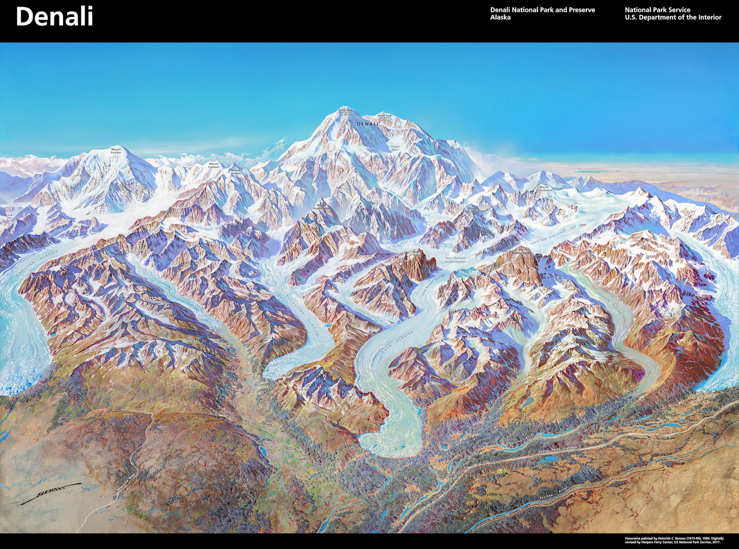 Denali National Park Wall Map Image