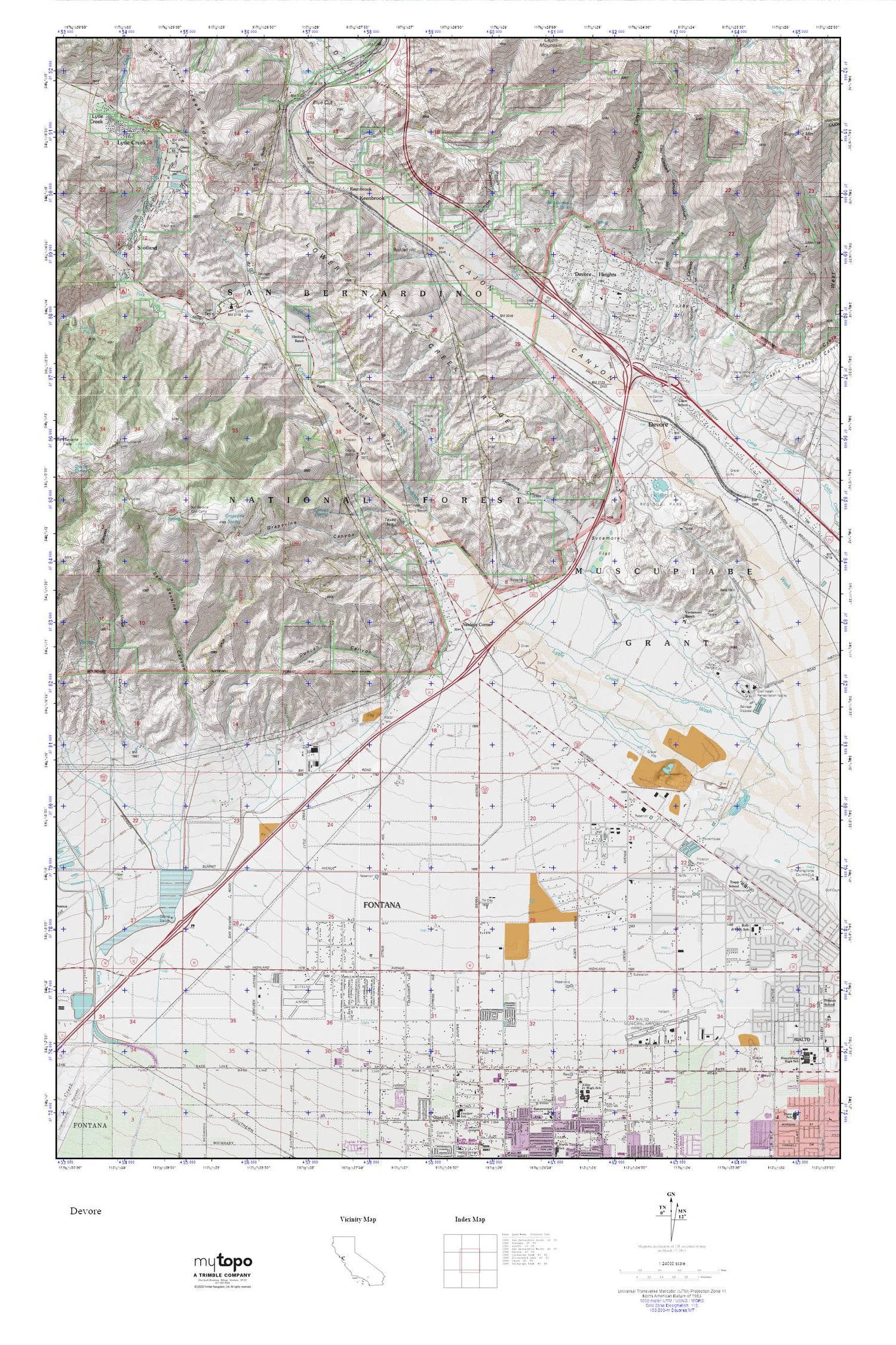 Devore MyTopo Explorer Series Map Image