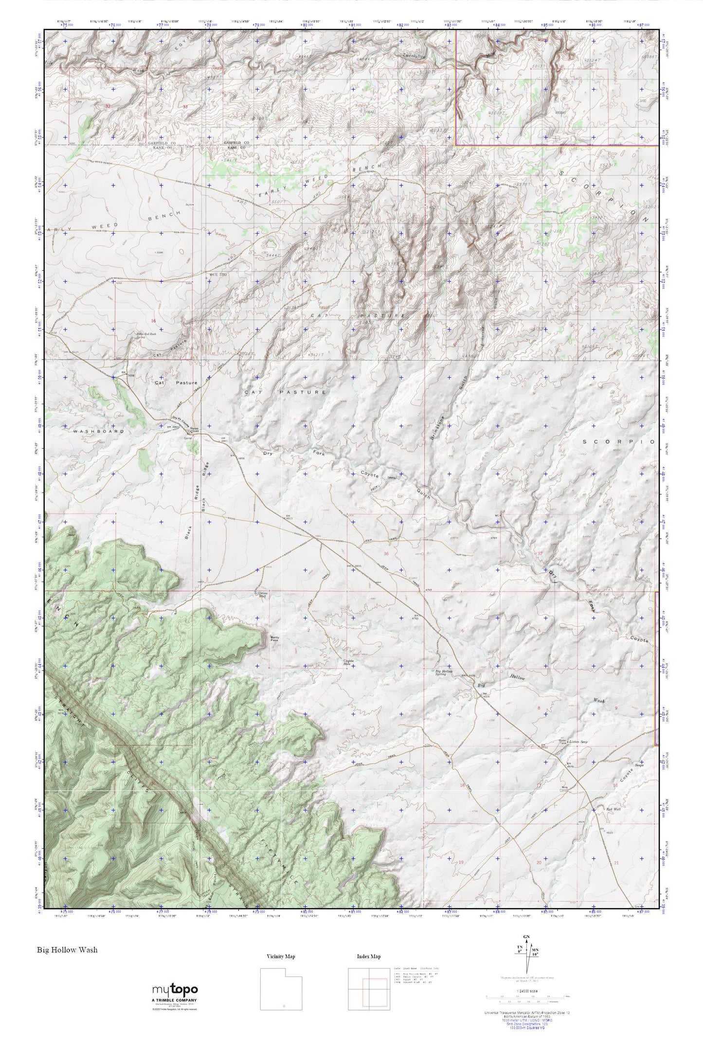 Dry Fork Slot Canyons MyTopo Explorer Series Map Image