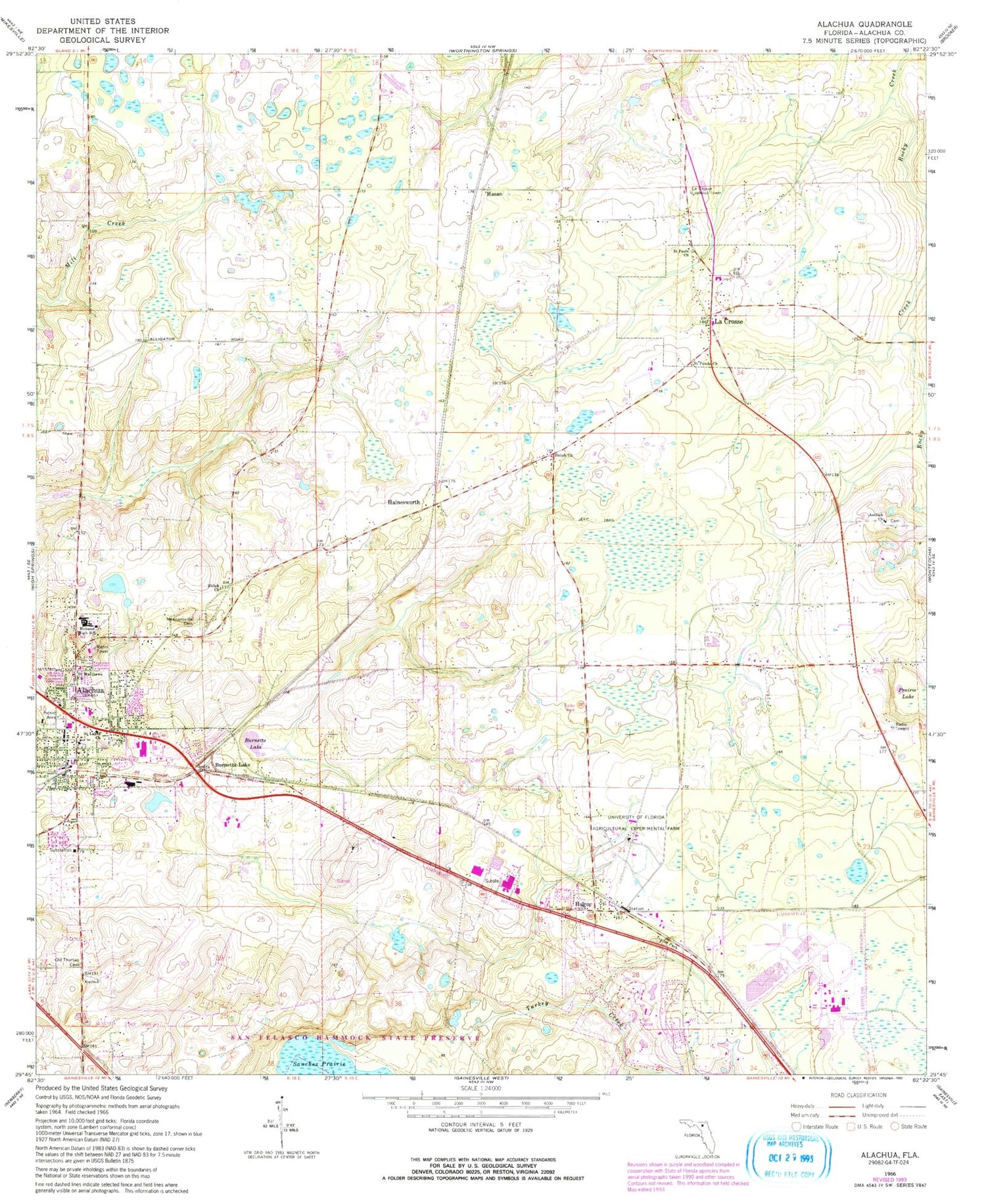 Classic USGS Alachua Florida 7.5'x7.5' Topo Map Image