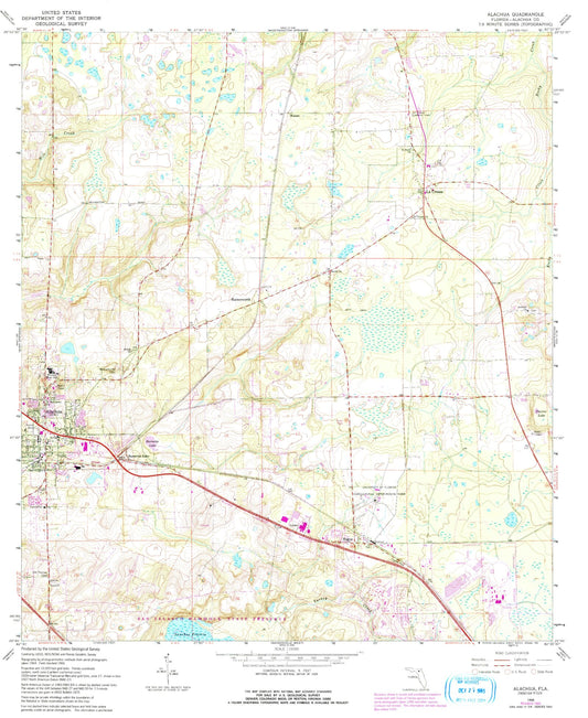 Classic USGS Alachua Florida 7.5'x7.5' Topo Map Image