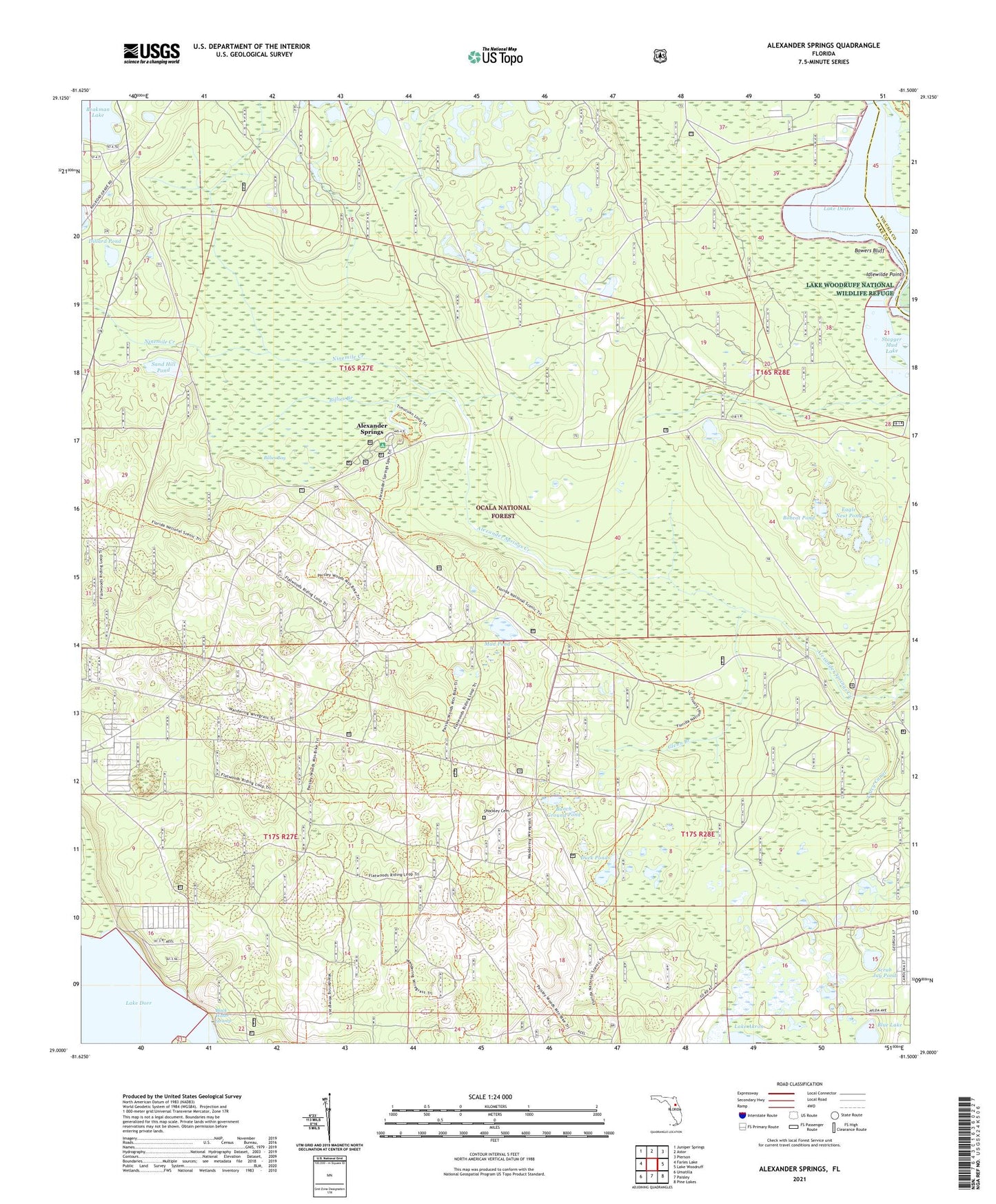 Alexander Springs Florida US Topo Map Image