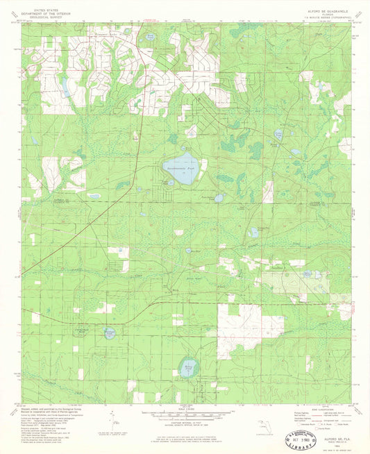 Classic USGS Alford SE Florida 7.5'x7.5' Topo Map Image