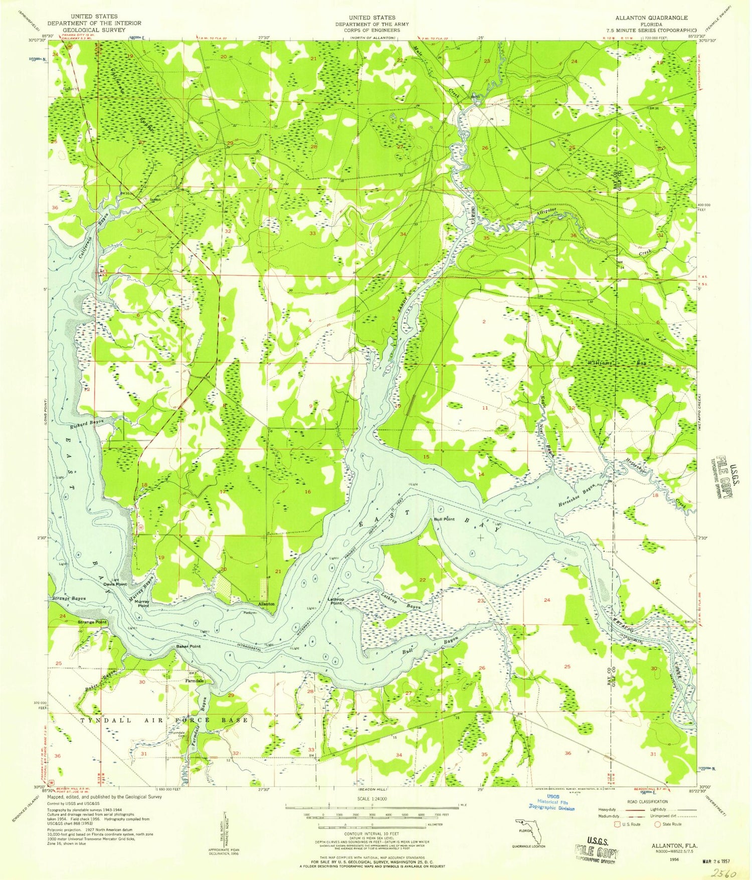 Classic USGS Allanton Florida 7.5'x7.5' Topo Map Image