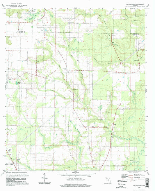 Classic USGS Altha East Florida 7.5'x7.5' Topo Map Image