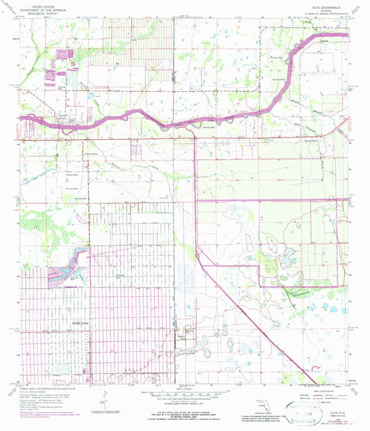 Classic USGS Alva Florida 7.5'x7.5' Topo Map Image