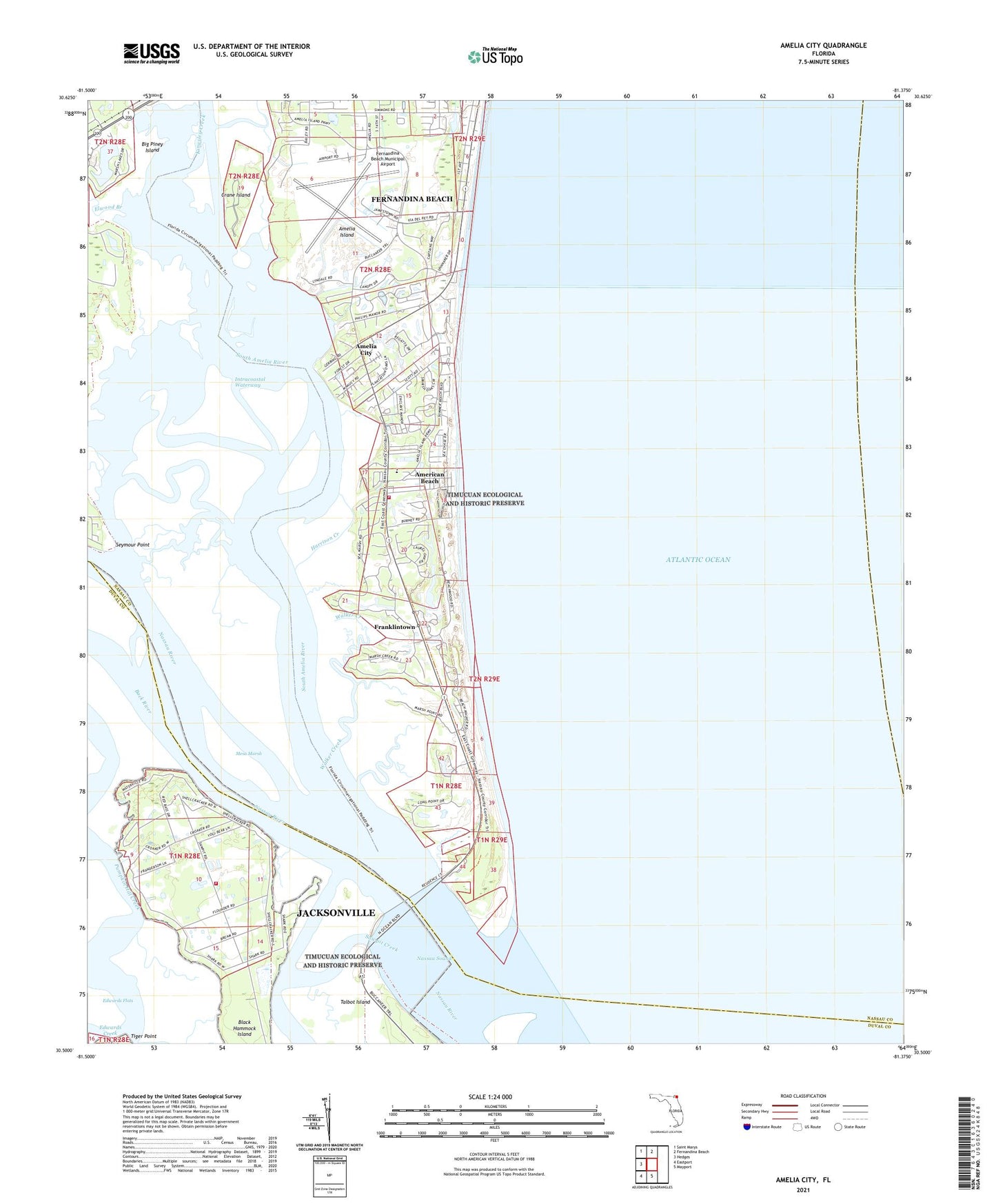 Amelia City Florida US Topo Map Image