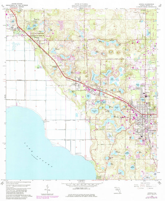 Classic USGS Apopka Florida 7.5'x7.5' Topo Map Image