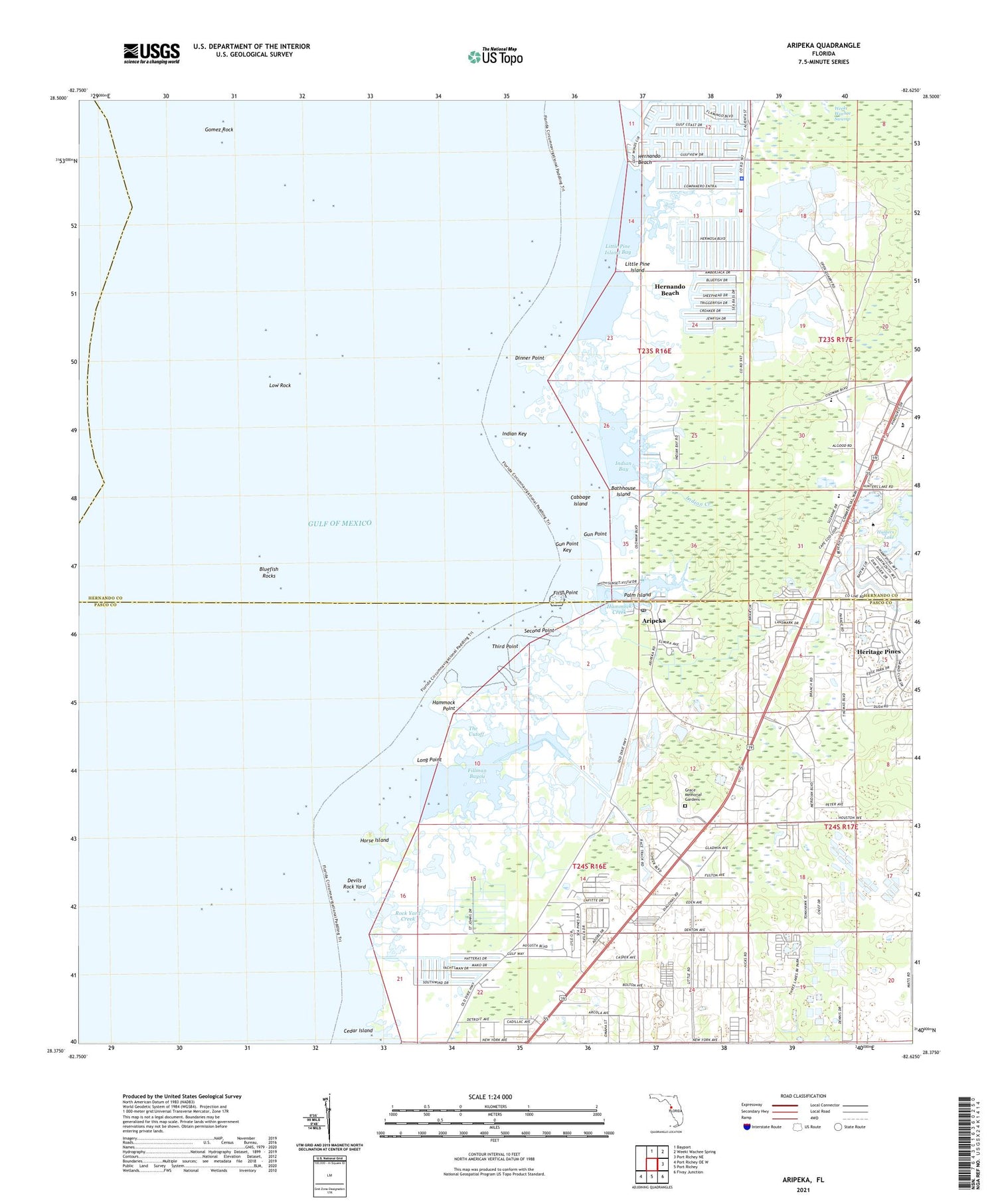 Aripeka Florida US Topo Map Image