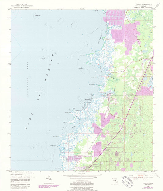 Classic USGS Aripeka Florida 7.5'x7.5' Topo Map Image