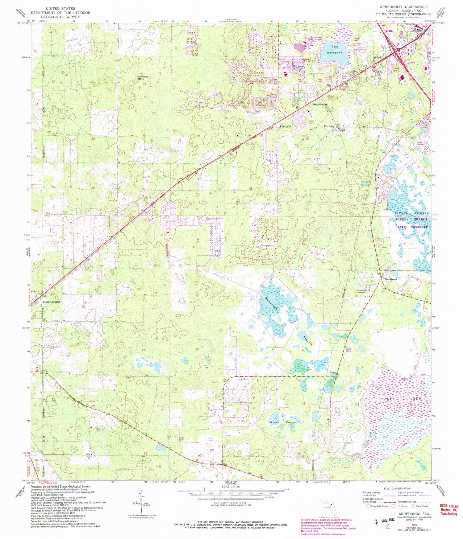 Classic USGS Arredondo Florida 7.5'x7.5' Topo Map Image