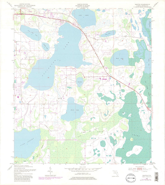 Classic USGS Ashton Florida 7.5'x7.5' Topo Map Image