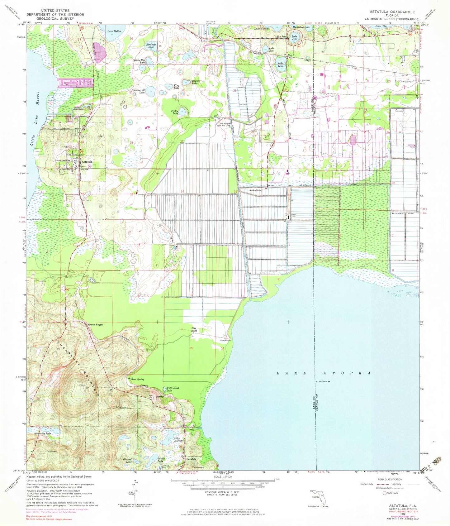 Classic USGS Astatula Florida 7.5'x7.5' Topo Map Image