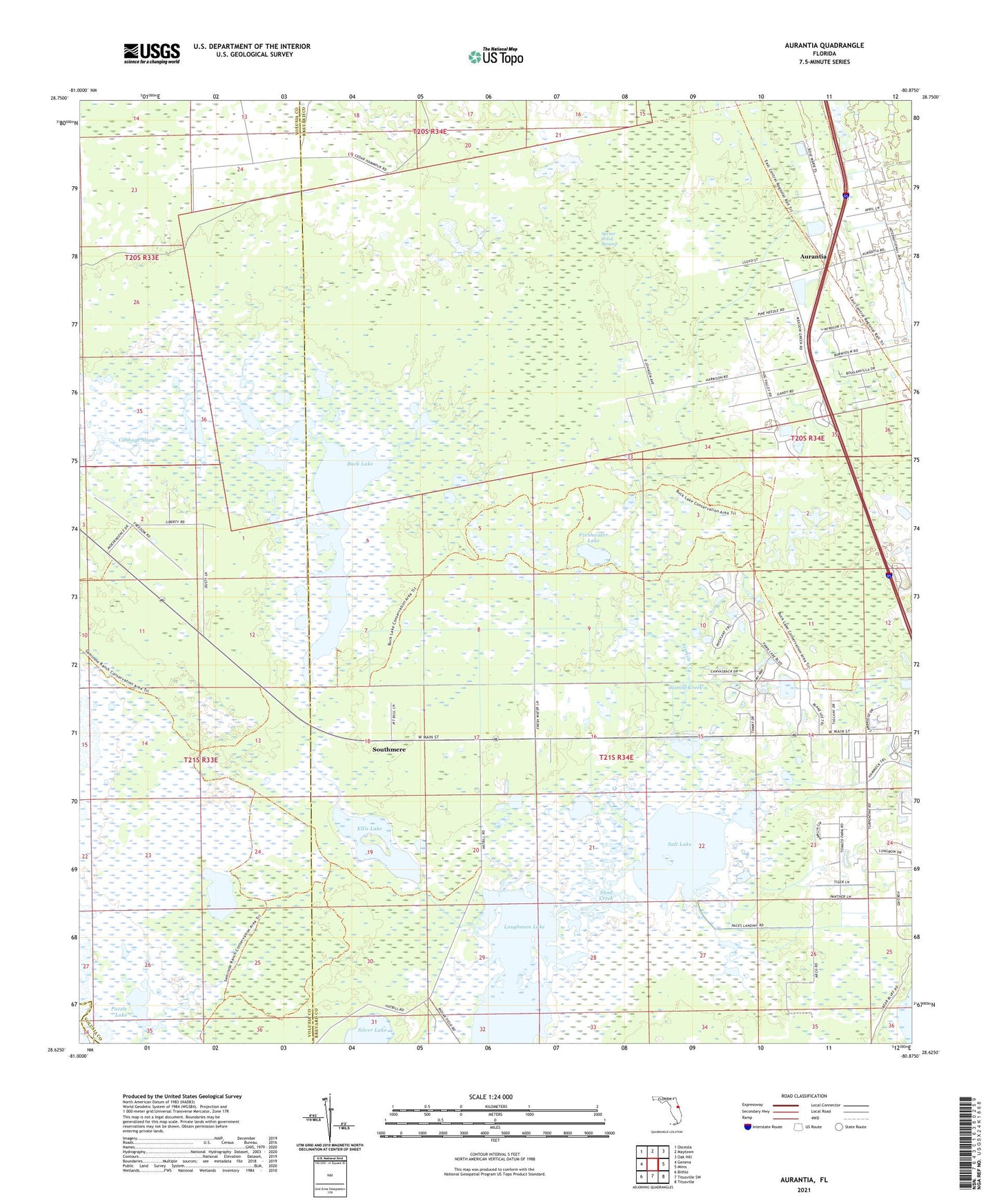 Aurantia Florida US Topo Map Image