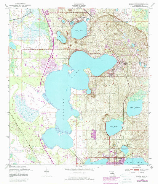 Classic USGS Babson Park Florida 7.5'x7.5' Topo Map Image