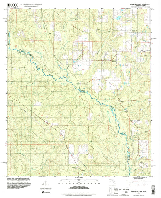 Classic USGS Barrineau Park Florida 7.5'x7.5' Topo Map Image
