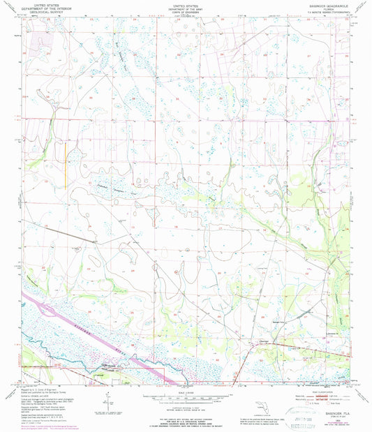 Classic USGS Basinger Florida 7.5'x7.5' Topo Map Image