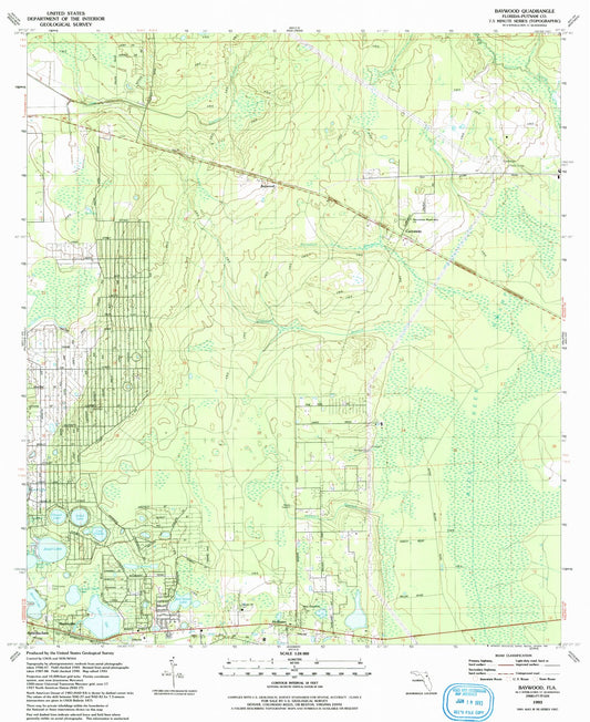 Classic USGS Baywood Florida 7.5'x7.5' Topo Map Image