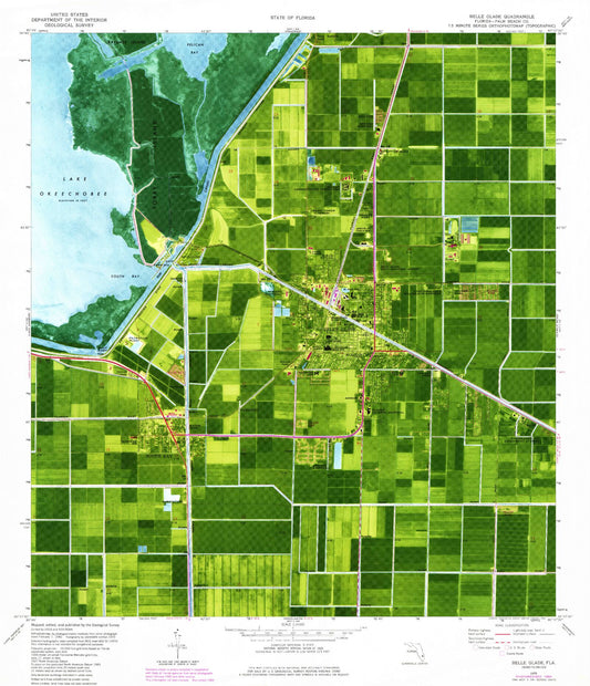 Classic USGS Belle Glade Florida 7.5'x7.5' Topo Map Image