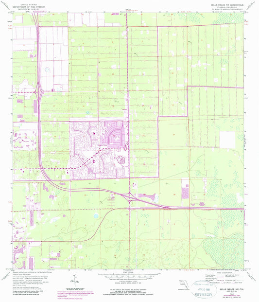 Classic USGS Belle Meade NW Florida 7.5'x7.5' Topo Map Image