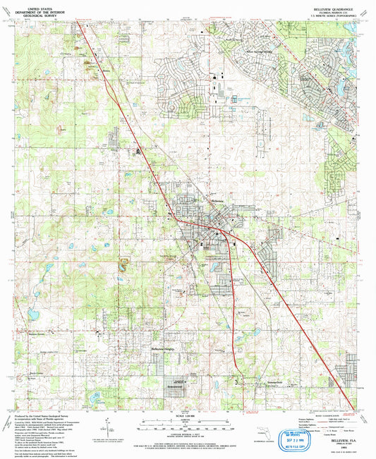 Classic USGS Belleview Florida 7.5'x7.5' Topo Map Image