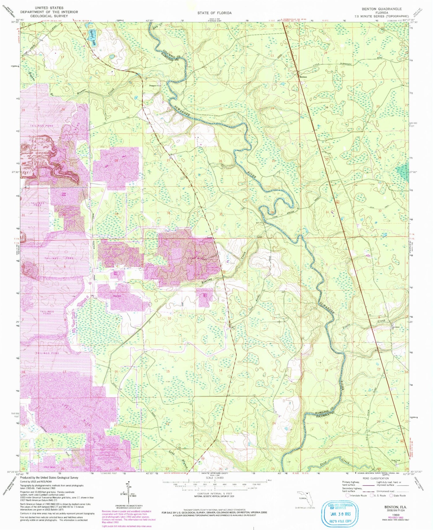 Classic USGS Benton Florida 7.5'x7.5' Topo Map Image
