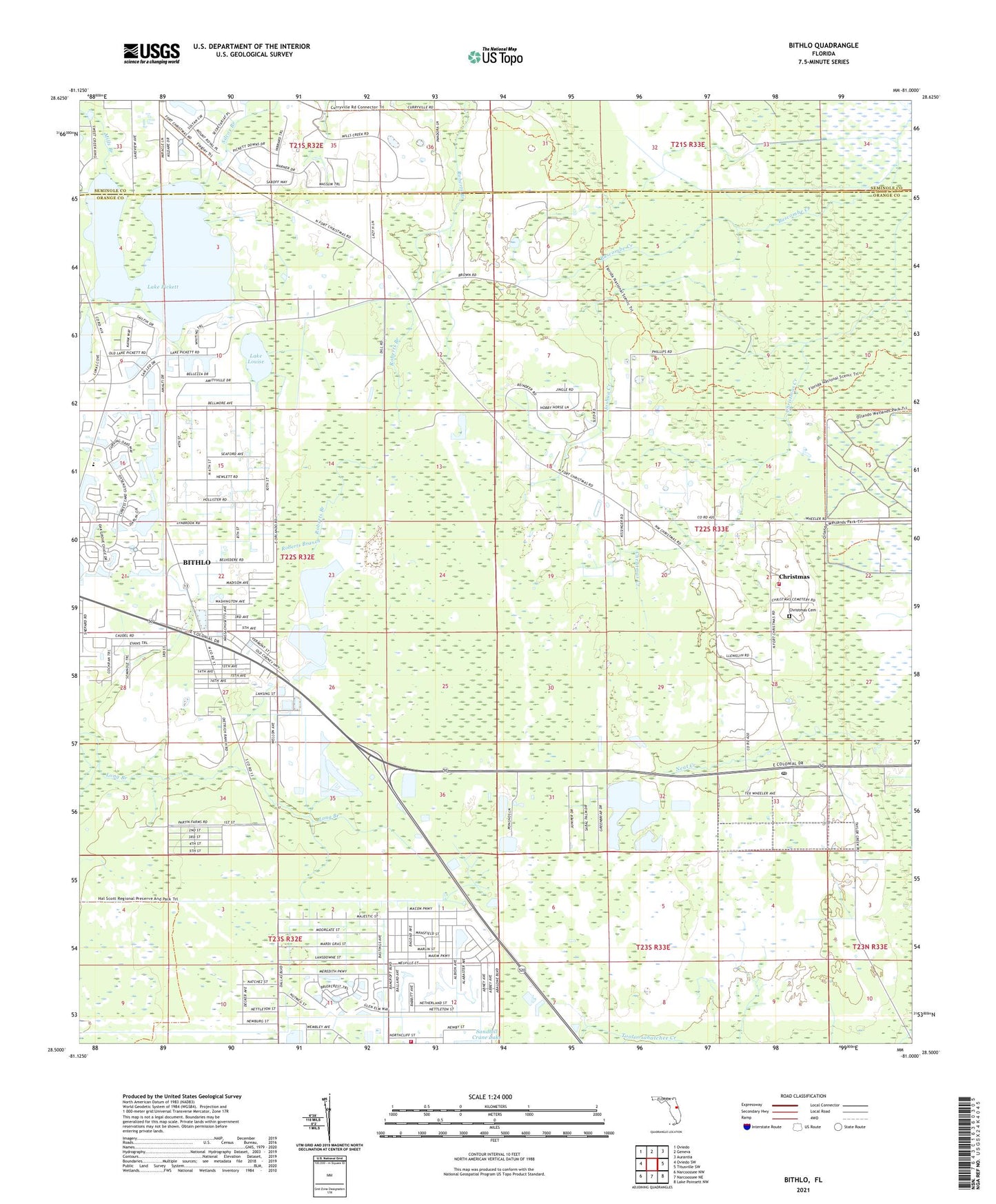 Bithlo Florida US Topo Map Image