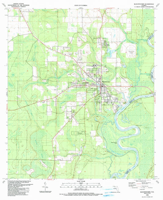 Classic USGS Blountstown Florida 7.5'x7.5' Topo Map Image