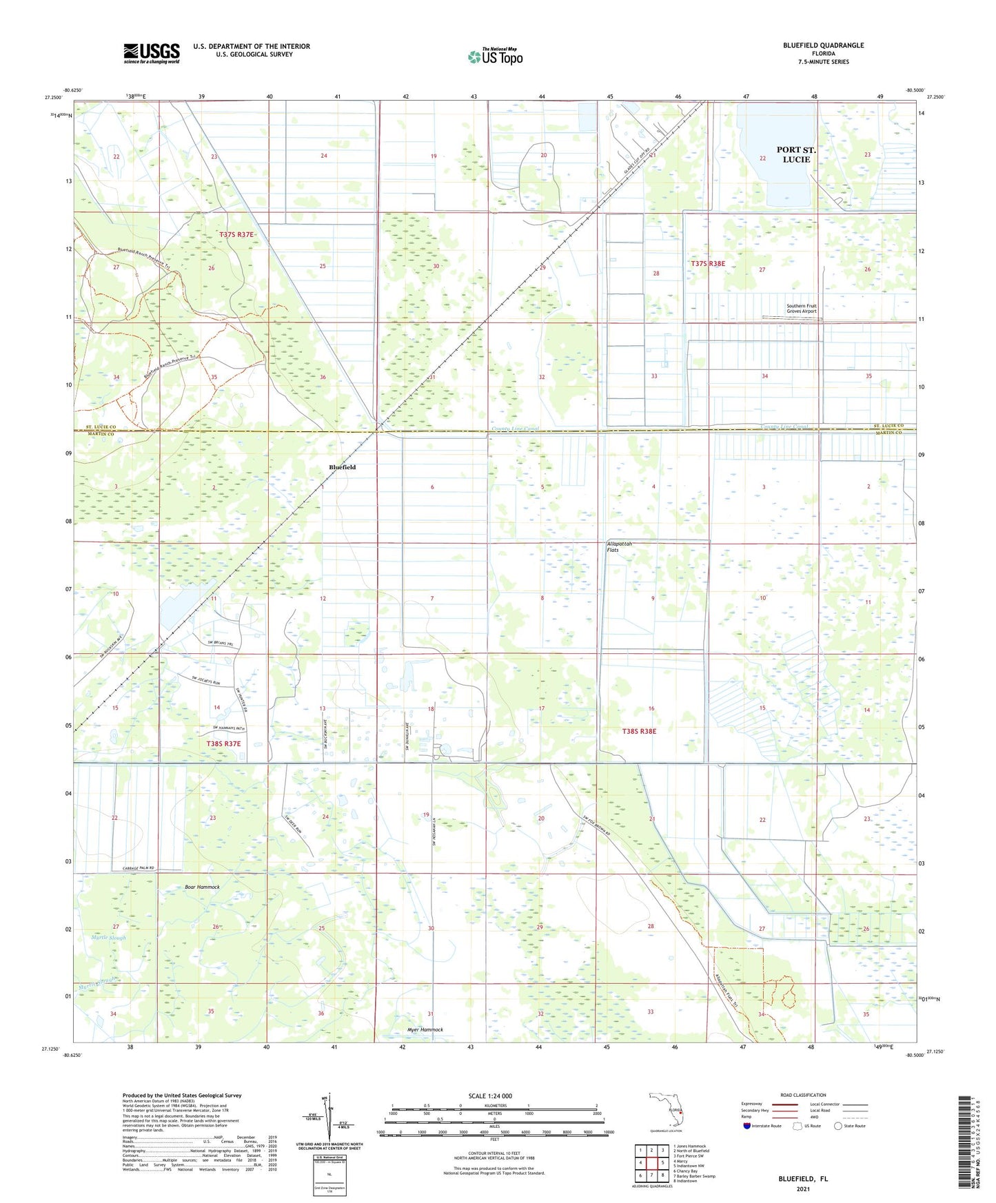 Bluefield Florida US Topo Map Image