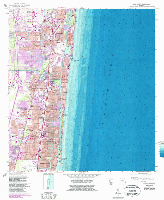 Classic USGS Boca Raton Florida 7.5'x7.5' Topo Map Image