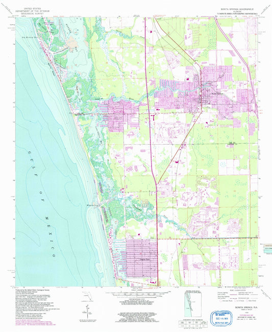 Classic USGS Bonita Springs Florida 7.5'x7.5' Topo Map Image