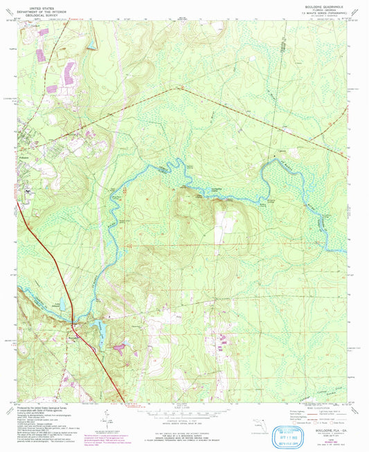 Classic USGS Boulogne Florida 7.5'x7.5' Topo Map Image