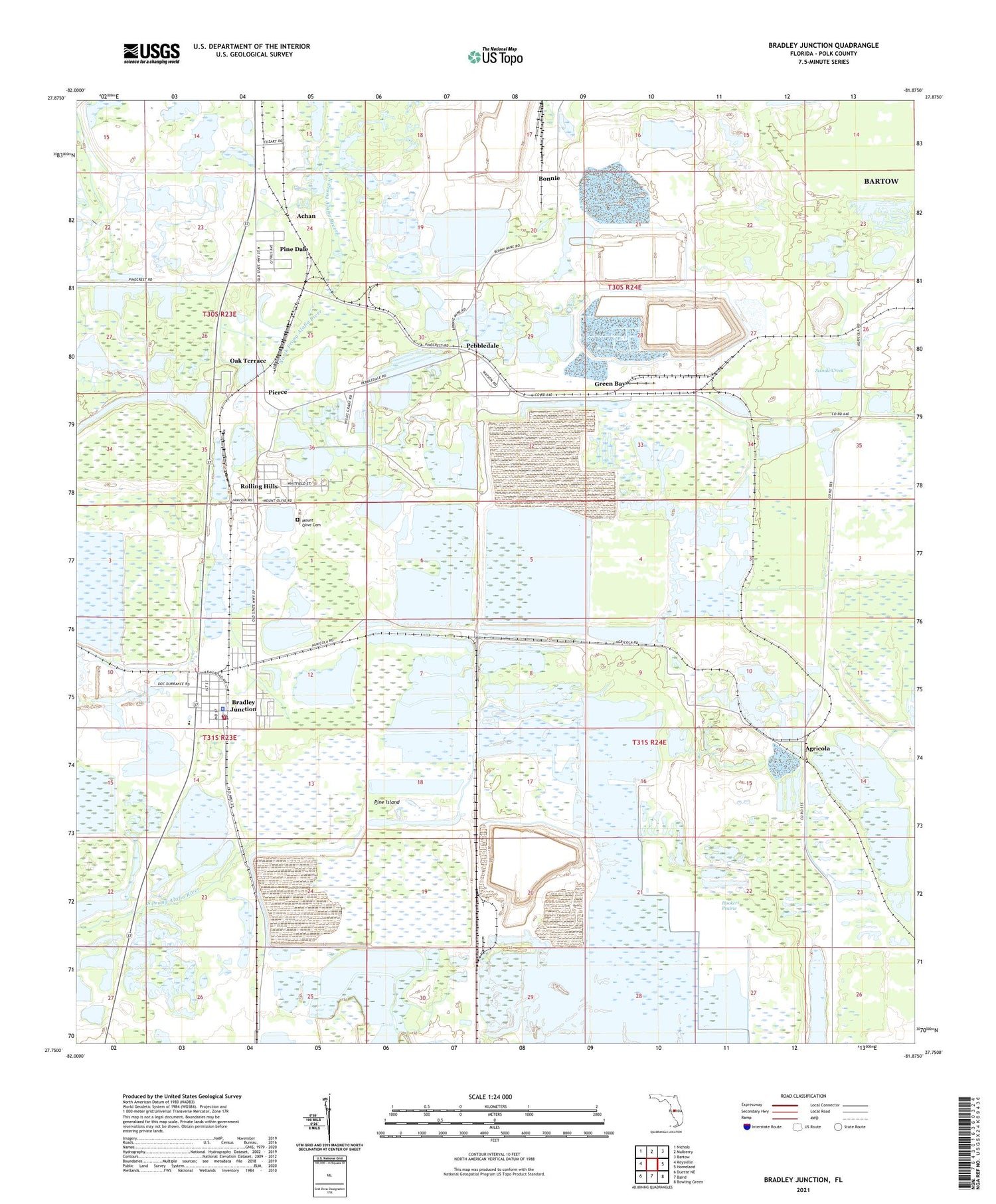 Bradley Junction Florida US Topo Map Image