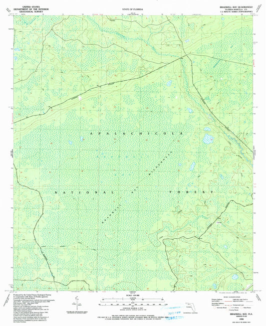 Classic USGS Bradwell Bay Florida 7.5'x7.5' Topo Map Image