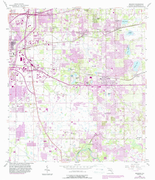 Classic USGS Brandon Florida 7.5'x7.5' Topo Map Image