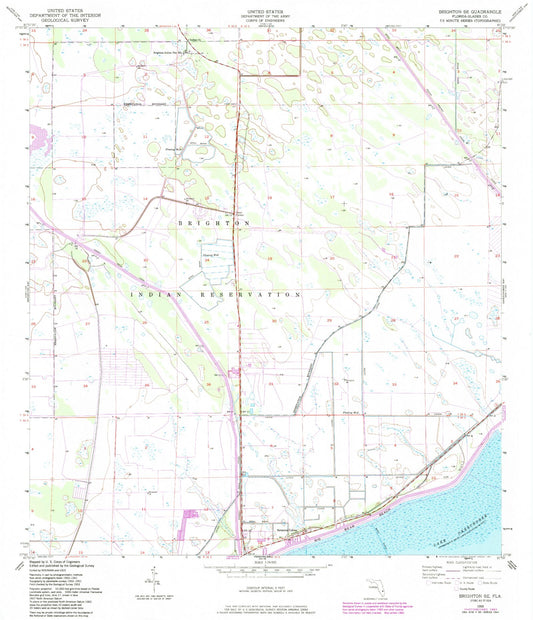 Classic USGS Brighton SE Florida 7.5'x7.5' Topo Map Image