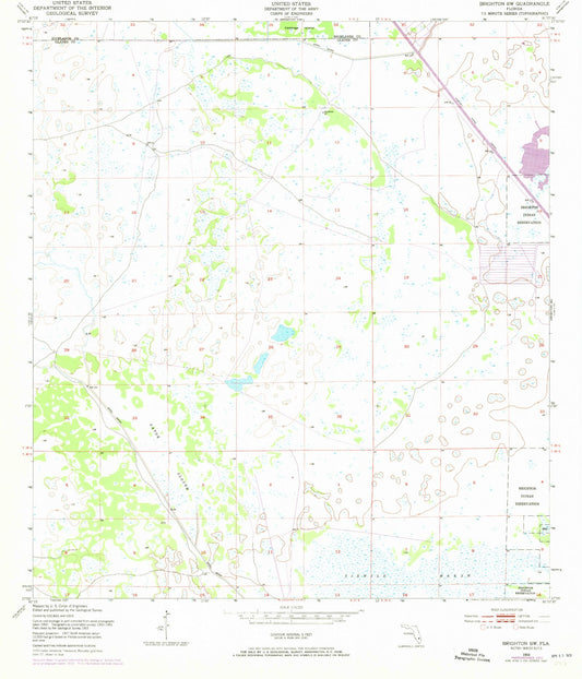 Classic USGS Brighton SW Florida 7.5'x7.5' Topo Map Image