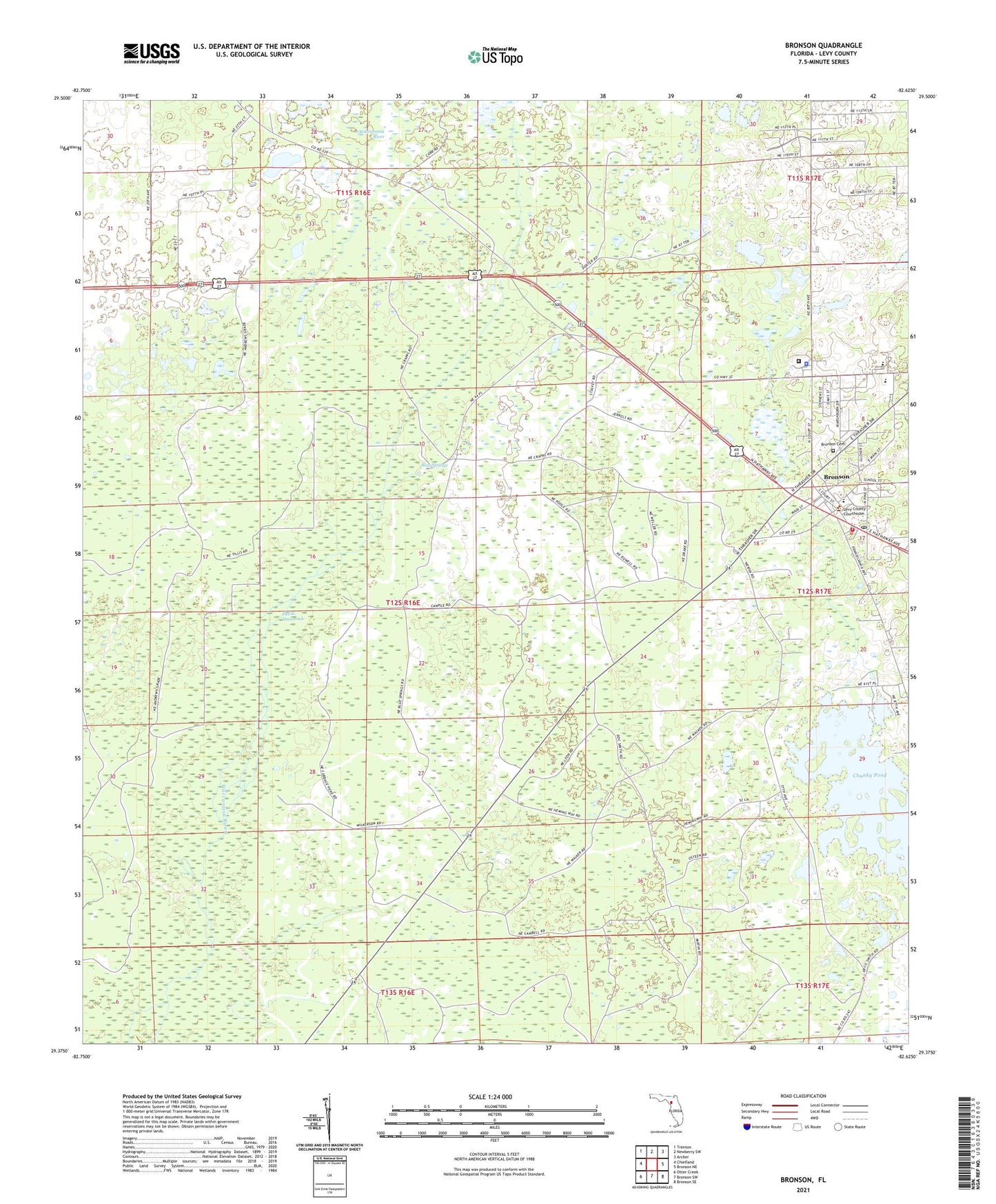 Bronson Florida US Topo Map Image