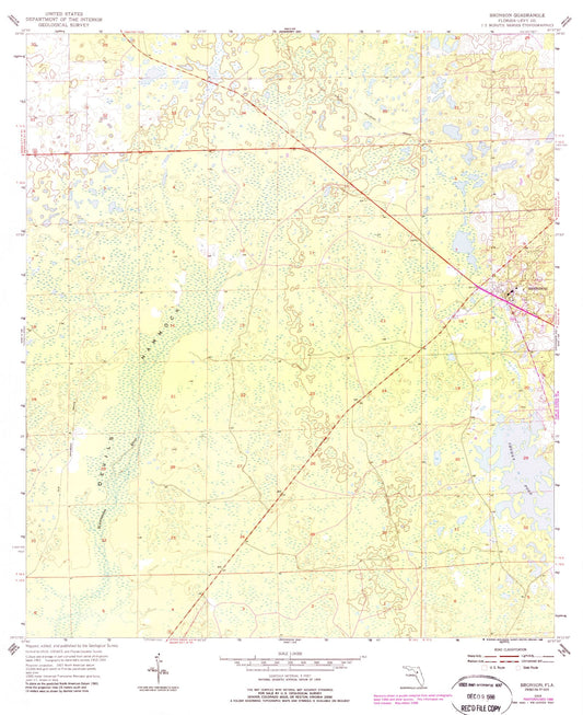 Classic USGS Bronson Florida 7.5'x7.5' Topo Map Image