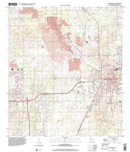 Classic USGS Brooksville Florida 7.5'x7.5' Topo Map Image