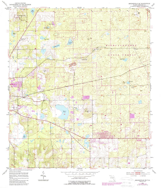 Classic USGS Brooksville SE Florida 7.5'x7.5' Topo Map Image