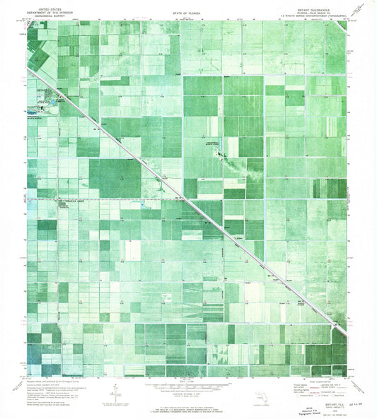 Classic USGS Bryant Florida 7.5'x7.5' Topo Map Image