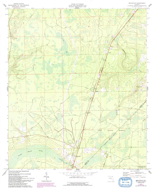 Classic USGS Bryceville Florida 7.5'x7.5' Topo Map Image
