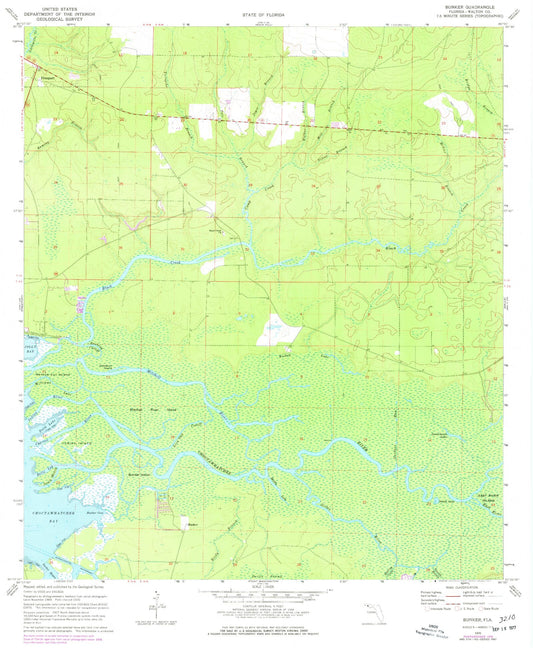 Classic USGS Bunker Florida 7.5'x7.5' Topo Map Image