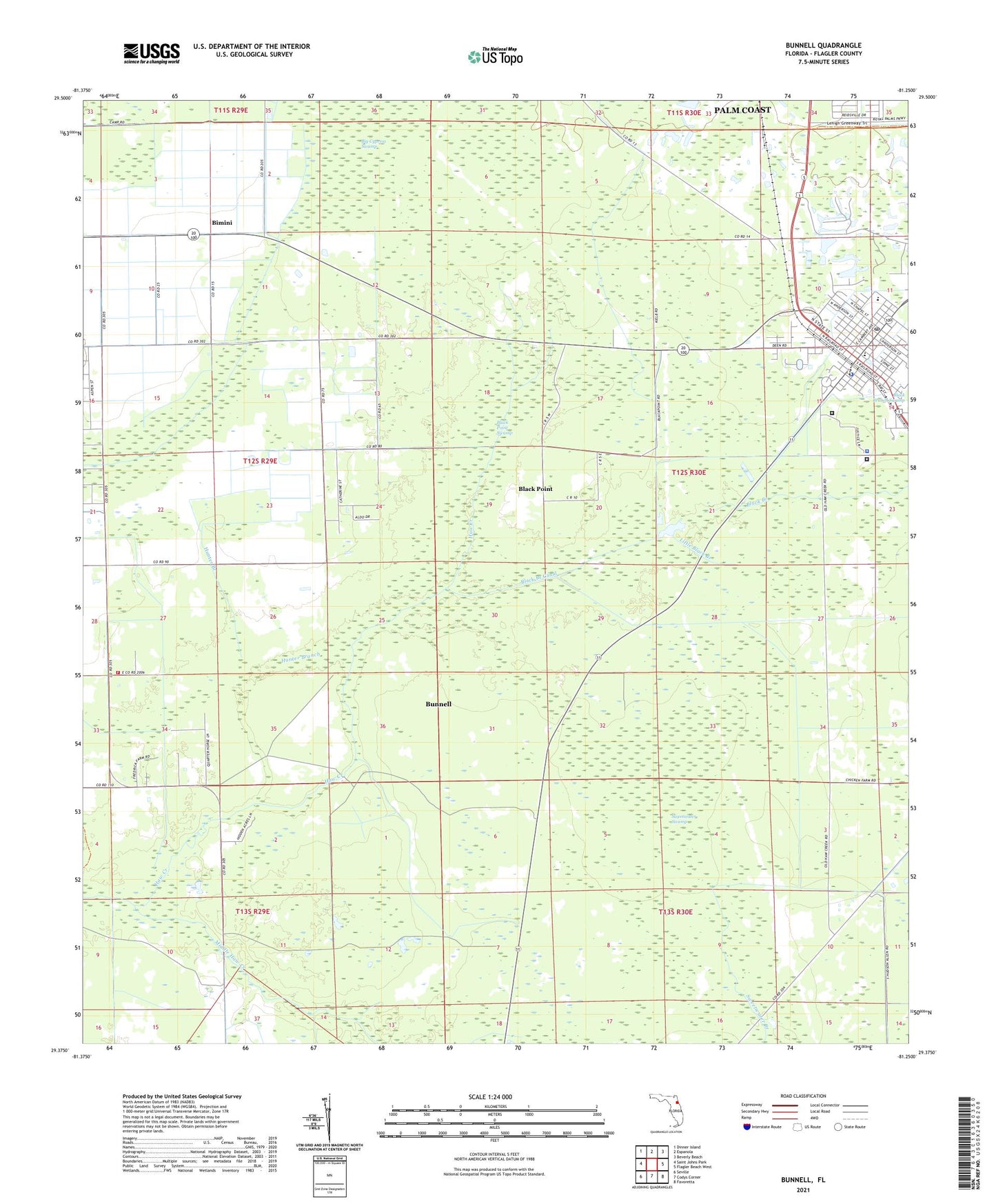 Bunnell Florida US Topo Map Image
